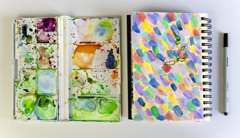 Art Journal und Aquarellkasten - Textildesign - Ms.Hey!