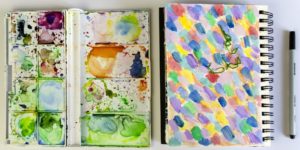 Art Journal und Aquarellkasten und stift