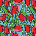 Tulpen in Farbe und Rapport gezeichnet von Ms.Hey! textildesign